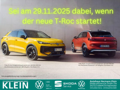 Sei am 29.11.2025  dabei, wenn  der neue T‑Roc startet!